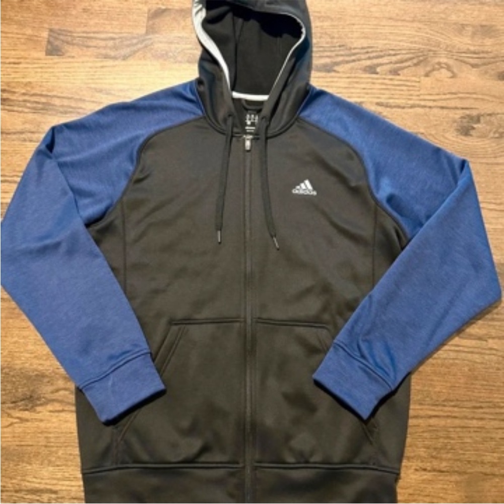 adidas Black & Blue Full-Zip Hoodie Jacket